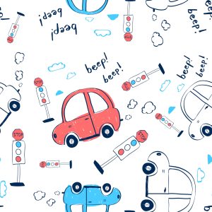 Papier Peint Des Voitures, Des Voitures, Des Nuages, Pour Une Chambre D'enfant – Image 1