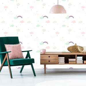 Papier Peint Pour Les Enfants, Arc-En-Ciel Et Nuages – Image 6