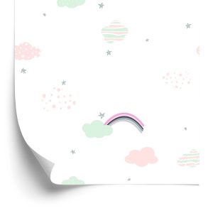 Papier Peint Pour Les Enfants, Arc-En-Ciel Et Nuages – Image 2