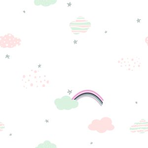 Papier Peint Pour Les Enfants, Arc-En-Ciel Et Nuages – Image 1