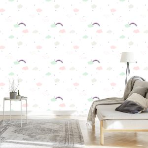 Papier Peint Pour Les Enfants, Arc-En-Ciel Et Nuages – Image 3
