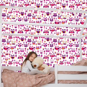 Papier Peint Pour La Chambre Des Filles Hiboux Colorés Fleurs – Image 7