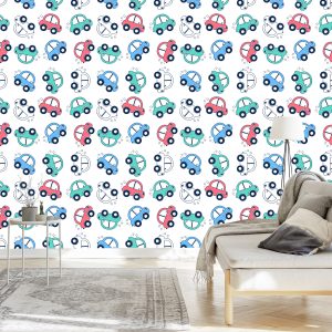Papier Peint Voitures Voitures Colorées Pour Chambre D'enfant – Image 3