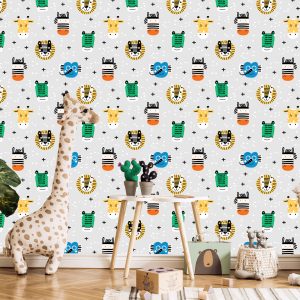 Papier Peint Chambre De Garçon Aux Animaux Colorés – Image 5