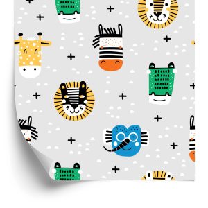 Papier Peint Chambre De Garçon Aux Animaux Colorés – Image 2