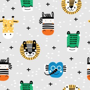 Papier Peint Chambre De Garçon Aux Animaux Colorés – Image 1