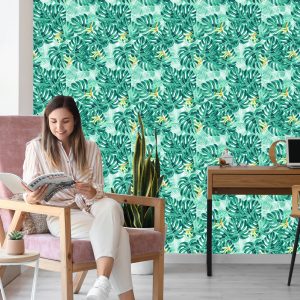 Papier Peint Feuilles Et Fleurs Délicates – Image 7