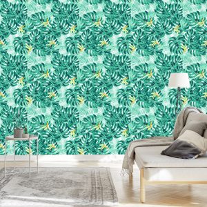 Papier Peint Feuilles Et Fleurs Délicates – Image 3