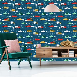 Papier Peint Voitures Voitures Colorées Chambre D'enfants – Image 6