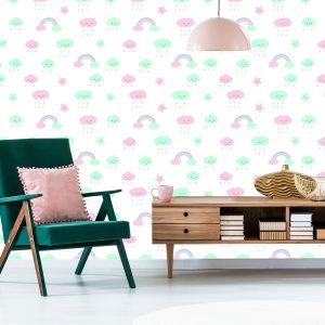 Papier Peint Pour Les Enfants - Étoiles, Nuages ​​Et Arc-En-Ciel – Image 6