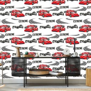 Papier Peint Dans Cars Voitures De Rallye Chambre D'enfant – Image 5