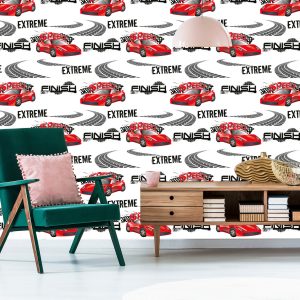 Papier Peint Dans Cars Voitures De Rallye Chambre D'enfant – Image 6