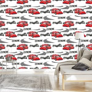 Papier Peint Dans Cars Voitures De Rallye Chambre D'enfant – Image 3