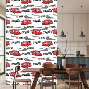 Papier Peint Dans Cars Voitures De Rallye Chambre D'enfant – Image 4