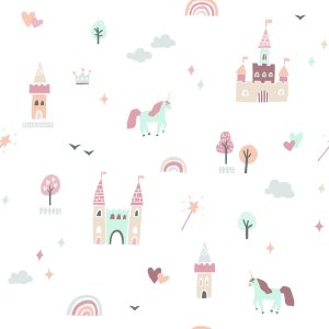 Papier Peint Nuages, Licornes Arc-En-Ciel D'un Conte De Fées – Image 1
