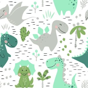 Papier Peint Dinosaures Cactus Pour Une Chambre D'enfant – Image 1