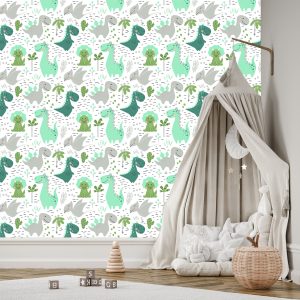 Papier Peint Dinosaures Cactus Pour Une Chambre D'enfant – Image 3