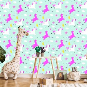 Papier Peint Pour Les Filles Les Licornes Les Étoiles Des Lunes – Image 5