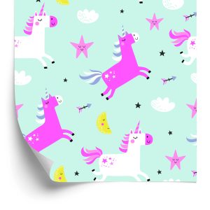 Papier Peint Pour Les Filles Les Licornes Les Étoiles Des Lunes – Image 2