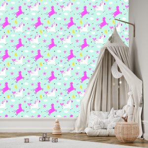 Papier Peint Pour Les Filles Les Licornes Les Étoiles Des Lunes – Image 3