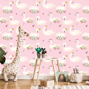 Papier Peint Conte De Fées Enfants Cygne Fleurs Nature – Image 5
