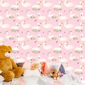 Papier Peint Conte De Fées Enfants Cygne Fleurs Nature – Image 6