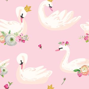 Papier Peint Conte De Fées Enfants Cygne Fleurs Nature – Image 1