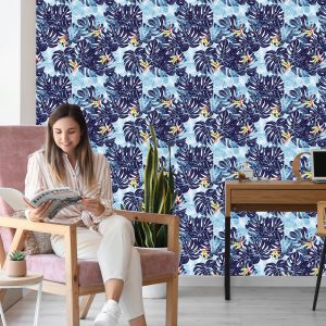 Papier Peint Feuilles Dans Les Tons De Bleu – Image 7