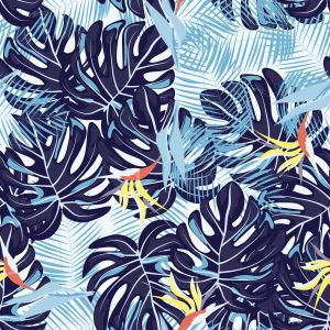 Papier Peint Feuilles Dans Les Tons De Bleu – Image 1