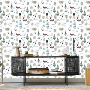 Papier Peint Arbres, Plantes, Oiseaux, Forêt, Chambre D'enfant – Image 5