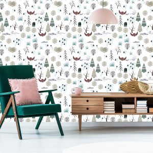 Papier Peint Arbres, Plantes, Oiseaux, Forêt, Chambre D'enfant – Image 6