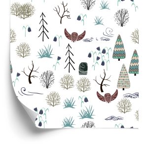 Papier Peint Arbres, Plantes, Oiseaux, Forêt, Chambre D'enfant – Image 2