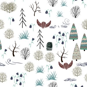 Papier Peint Arbres, Plantes, Oiseaux, Forêt, Chambre D'enfant – Image 1