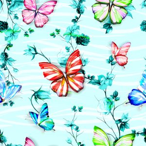 Papier Peint Pour Les Enfants Papillons Fleurs Vert – Image 1
