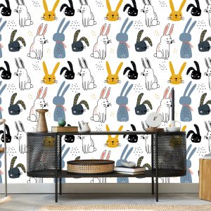 Papier Peint Lapins, Sur, A, Fond Blanc – Image 5