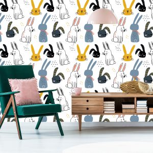 Papier Peint Lapins, Sur, A, Fond Blanc – Image 6