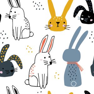 Papier Peint Lapins, Sur, A, Fond Blanc – Image 1