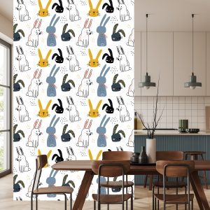 Papier Peint Lapins, Sur, A, Fond Blanc – Image 4