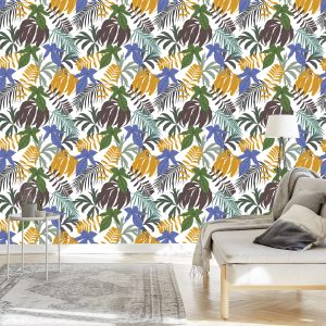 Papier Peint Feuilles Tropicales De Différentes Couleurs – Image 3