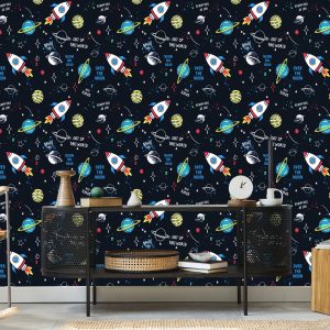 Papier Peint Vers La Chambre Des Enfants, Les Fusées Spatiales, Les Étoiles – Image 5