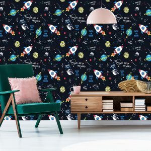 Papier Peint Vers La Chambre Des Enfants, Les Fusées Spatiales, Les Étoiles – Image 6