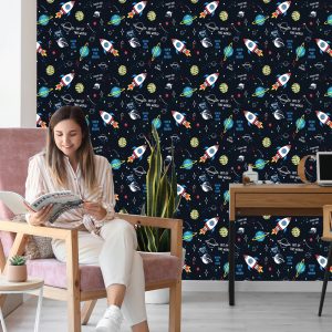Papier Peint Vers La Chambre Des Enfants, Les Fusées Spatiales, Les Étoiles – Image 7