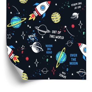 Papier Peint Vers La Chambre Des Enfants, Les Fusées Spatiales, Les Étoiles – Image 2