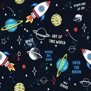 Papier Peint Vers La Chambre Des Enfants, Les Fusées Spatiales, Les Étoiles – Image 1