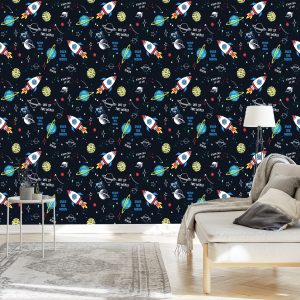 Papier Peint Vers La Chambre Des Enfants, Les Fusées Spatiales, Les Étoiles – Image 3