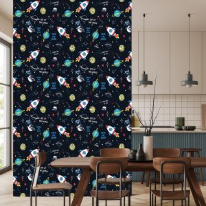 Papier Peint Vers La Chambre Des Enfants, Les Fusées Spatiales, Les Étoiles – Image 4