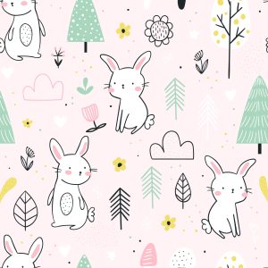 Papier Peint Lapins Parmi Les Arbres – Image 1