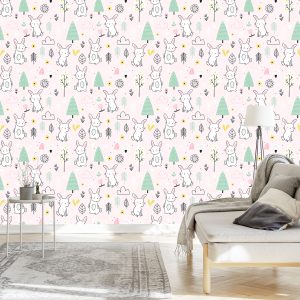 Papier Peint Lapins Parmi Les Arbres – Image 3