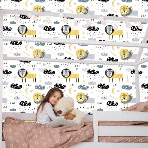 Papier Peint Pour Le Garçon Lions Nuages ​​Lunes – Image 7