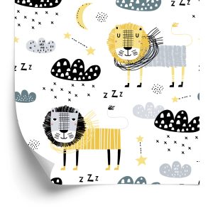 Papier Peint Pour Le Garçon Lions Nuages ​​Lunes – Image 2